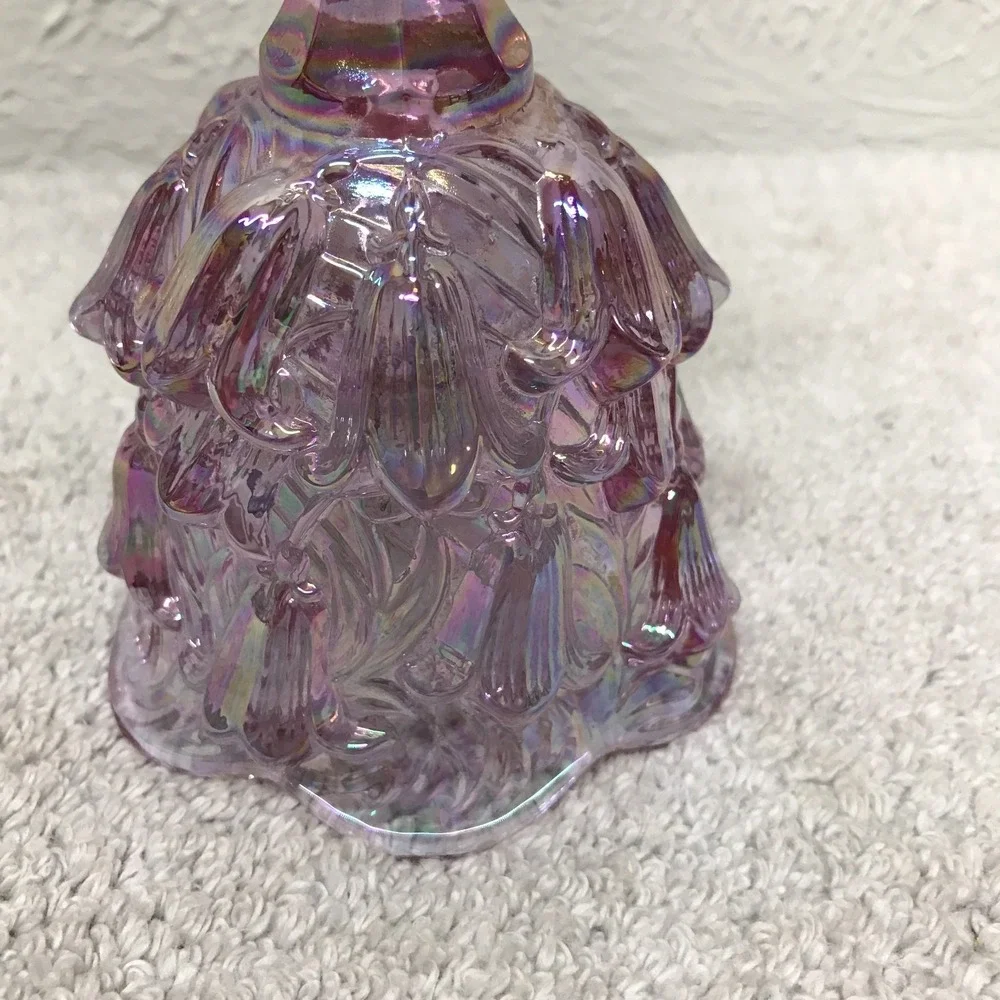 Vintage Fenton Lily of the Valley‎ Carnival Glass Bell Iridescent Lavender 6.5